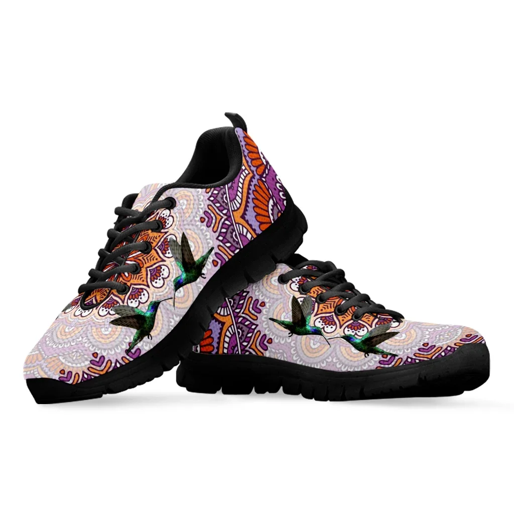 Boho Hummingbird Design Luxury Brand Fashion Sneakers Comfortable Lace-up Outdoor Shoes Animal Print Zapatos Planos