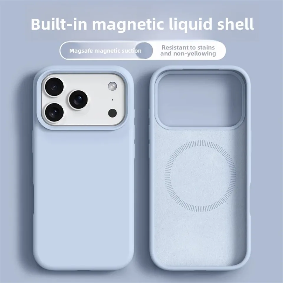 Funda magnética original de silicona líquida para iPhone 17 16 Pro Max y 17 Pro Air con borde suave 3