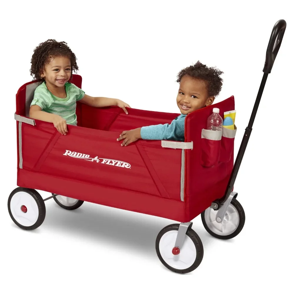 New 3-in-1 EZ Fold Wagon, Padded Seat with Seat Belts, Red