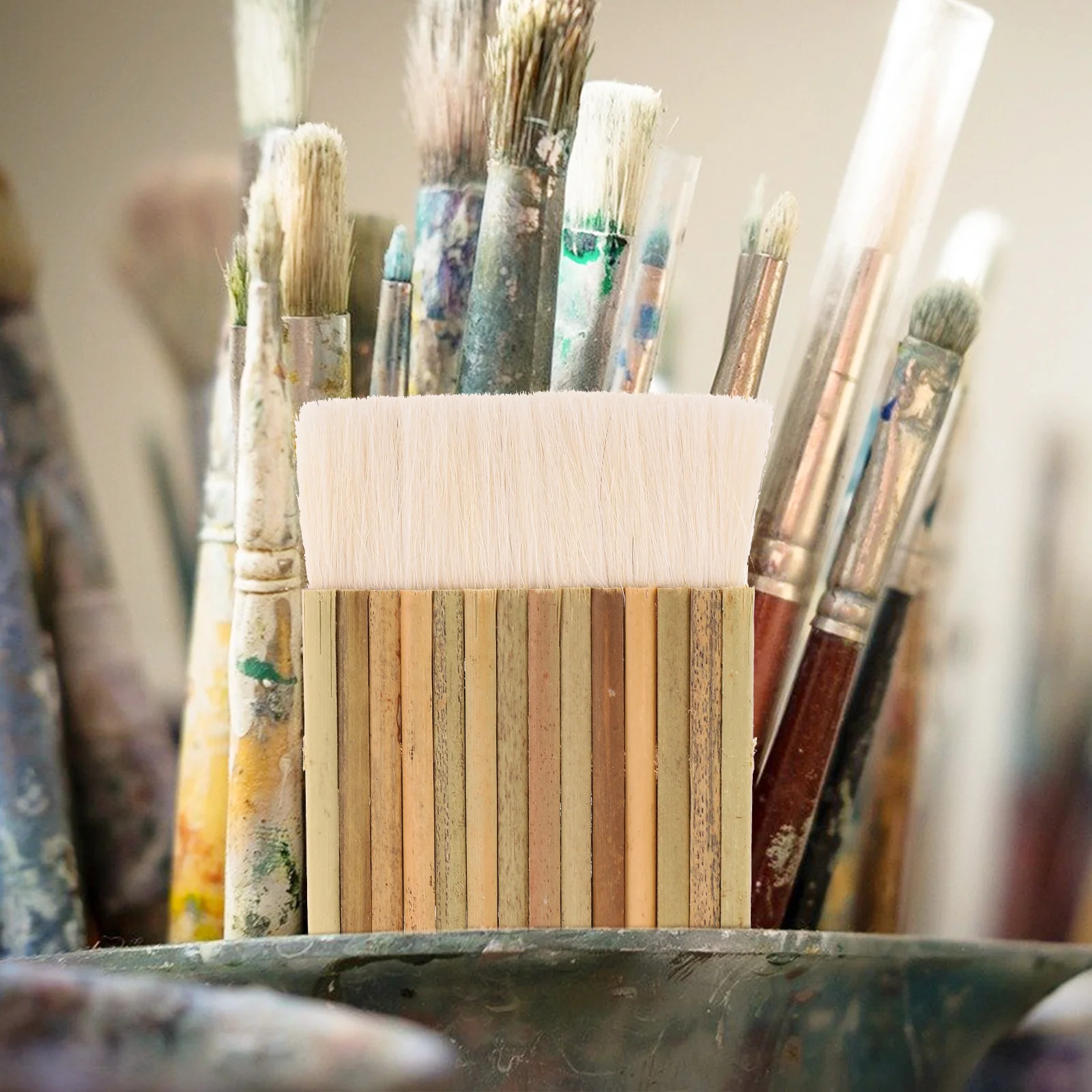 

5pcs Wool Rows Brush Large Area Painting Tools For Watercolor Oil Bamboo Handle Hake Brush Art Supplies Wide Paintbrush