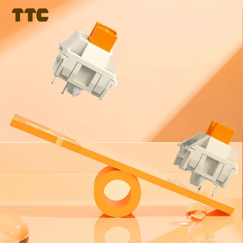 TTC Flame Orange Linear Switch 5-Pin Keyboard Gaming Taktil Halus Pra-pelumas yang Dapat Ditukar Panas