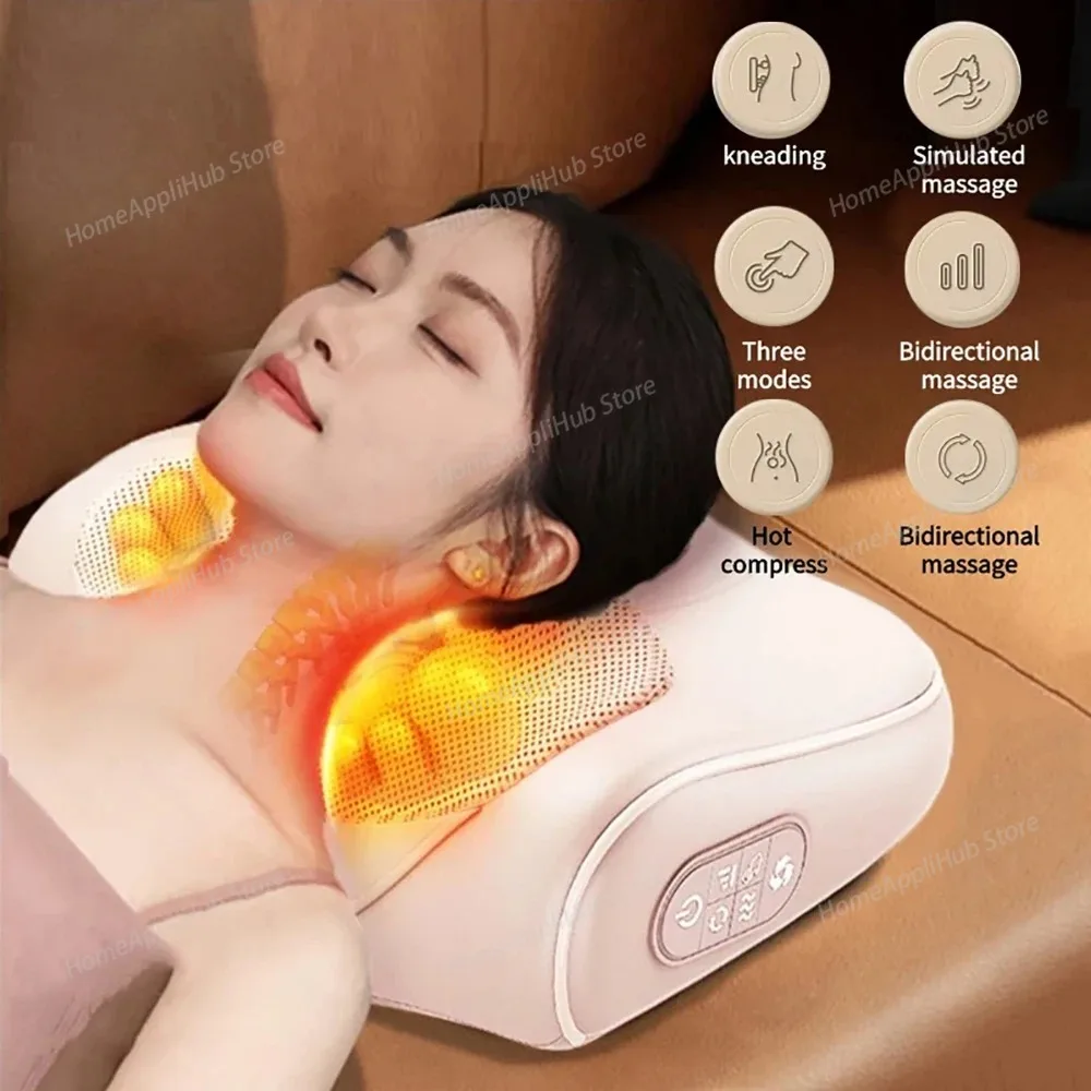 

3 in 1 Newest Massage Pillow with Car Home Duel Use Easy Carry Neck Back Shoulder Waist Body Massager Gift Relief Pain EU Plugs