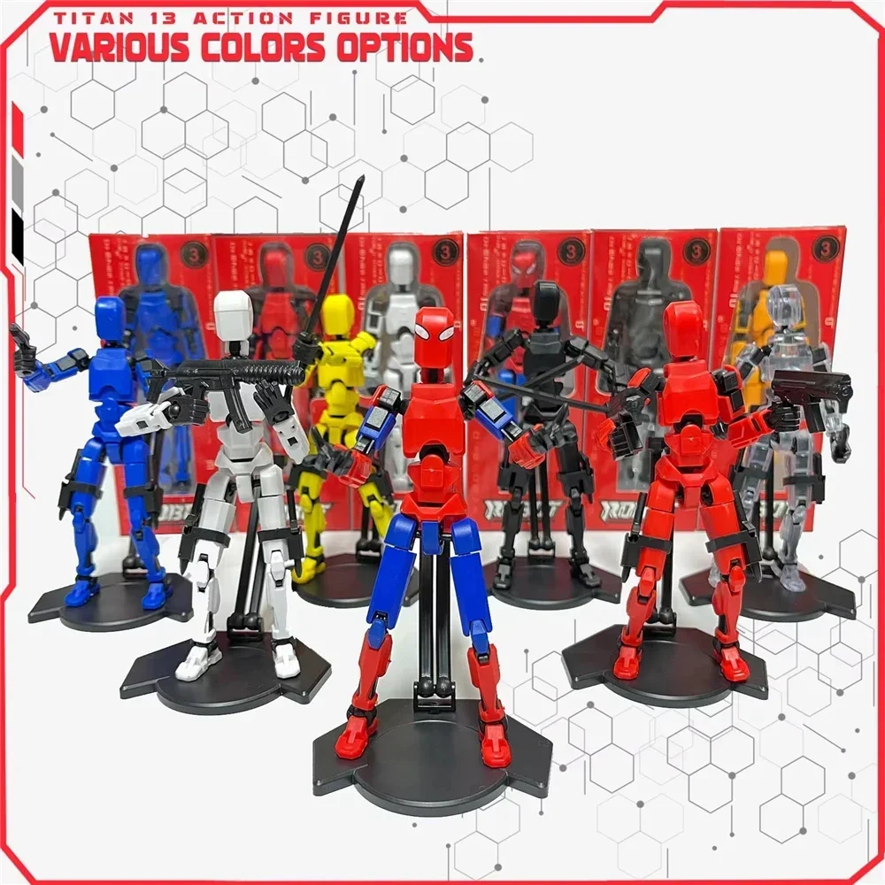 Assembled T13 Action Figure with Holder Titan 13 Action Figure Lucky 13 Joints Movable Action Figures Dummy Nova Robot