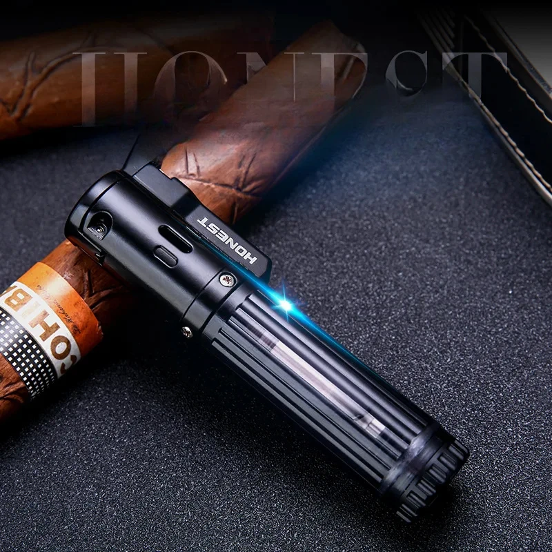 New HONEST Grinding Wheel Direct Injection Lighter Metal Windproof Personality Lighter Cigarette Cigar Ignition Tool Men's Gift