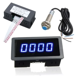 DC 8-15V Auto Digital LED Blue Green Tachometer Gauge 5-9999RPM Speed Meter+Hall Proximity Switch Sensor NPN 12V Tachomete Sets