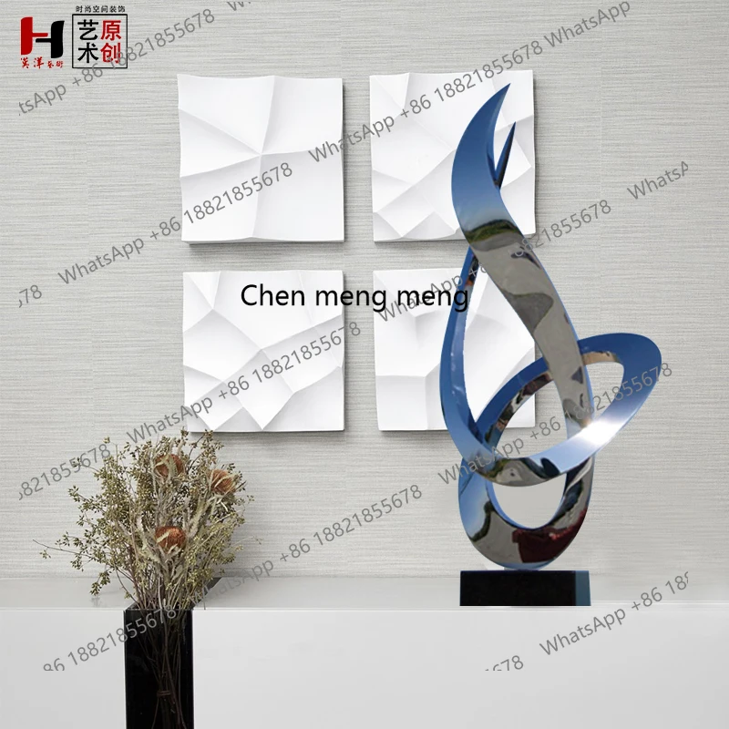 

Abstract Modern Sculpture Artwork, Soft Decoration Artwork Stainless Steel Outdoor Window Ornament