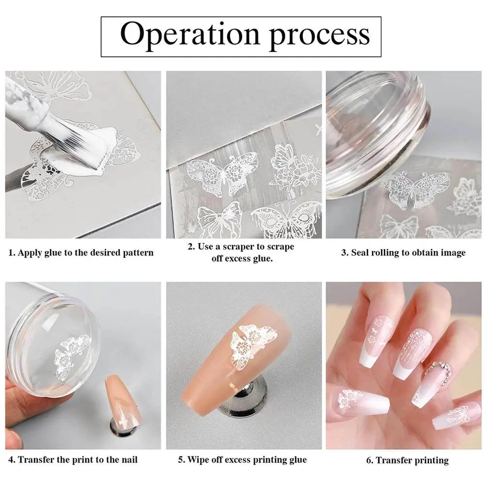 مسمار الختام ، الفرنسية مسمار الفن الختام واضح سيليكون ختم مكشطة مستديرة مستطيلة رئيس ختم DIY بها بنفسك رسومات أظافر مانيكير #4