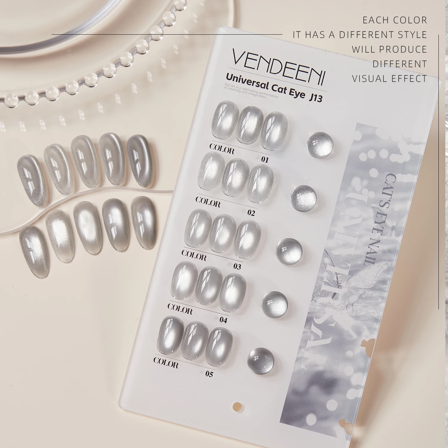 Vendeeni Universal 5 สี Cat Eye Gel ชุดโรงงานขายส่ง 15 ml ประกายเคลือบเงา Cat Eye เล็บเจล