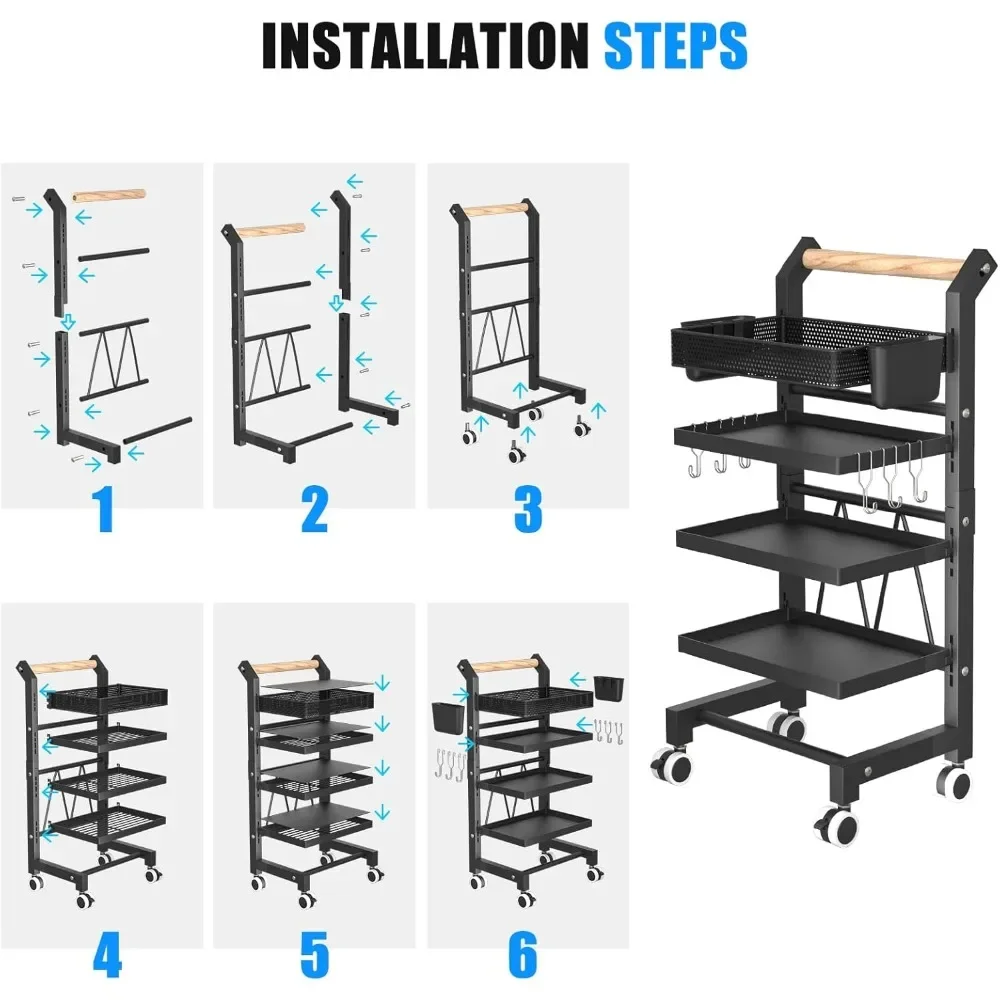 Ce chariot de salon est idéal pour l'organisation, et il est robuste et bien construit! Tous les cadres sont en métal durable avec peinture noire