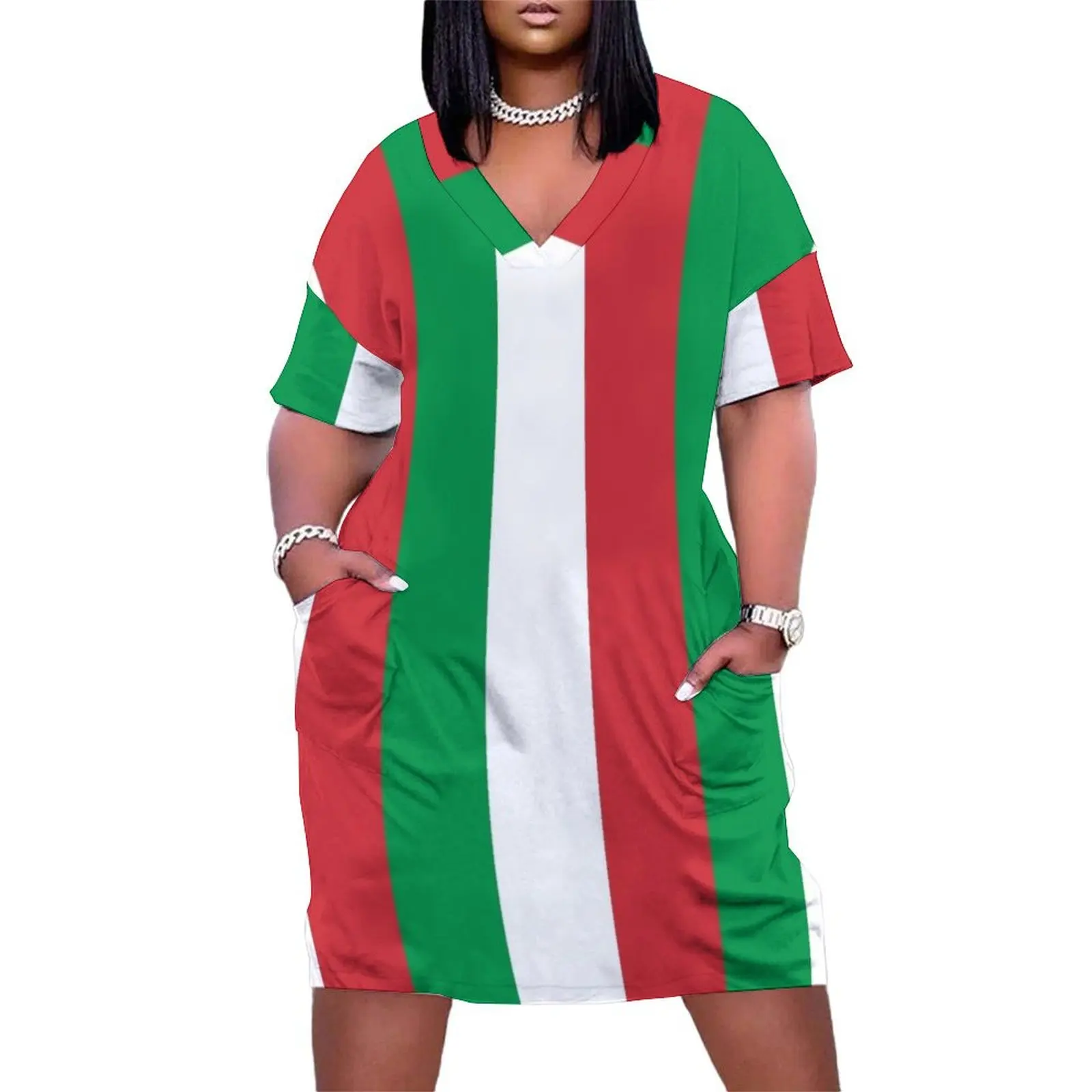 

Italy Italian Flag Loose Pocket Dress womens clothing elegant dresses plus sizes summer dress korean women