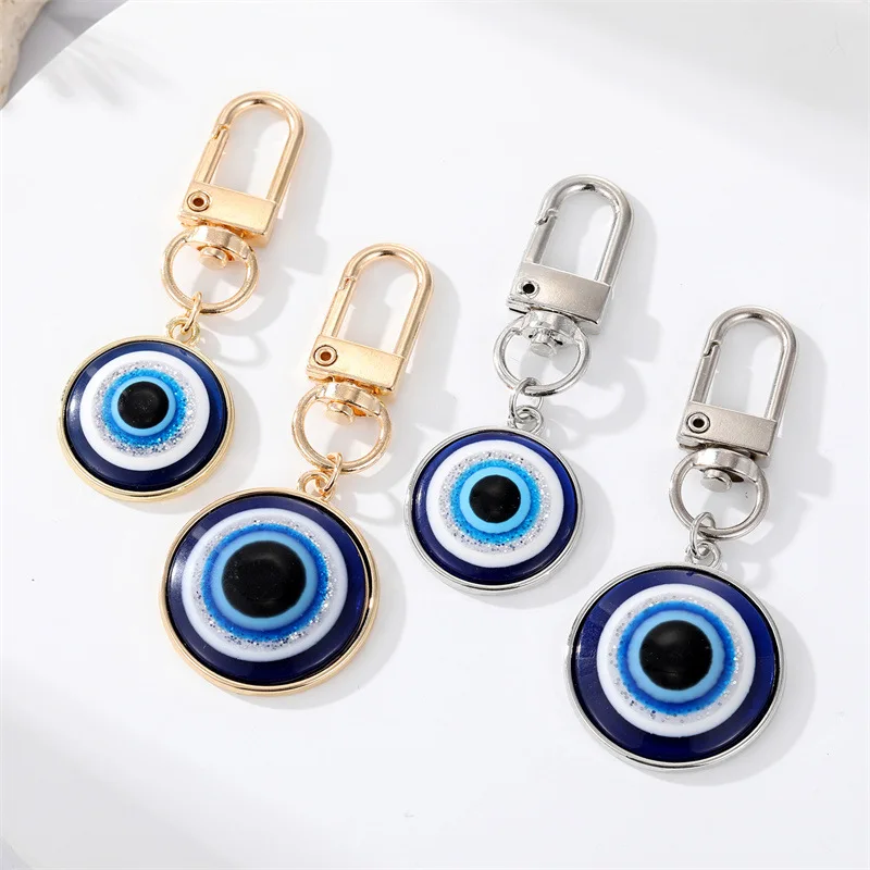 

20pc 18mm 25mm Round Blue Evil Eyes Key Ring Fashion Lucky Turkish Pendant Keychain Key Chains Accessories