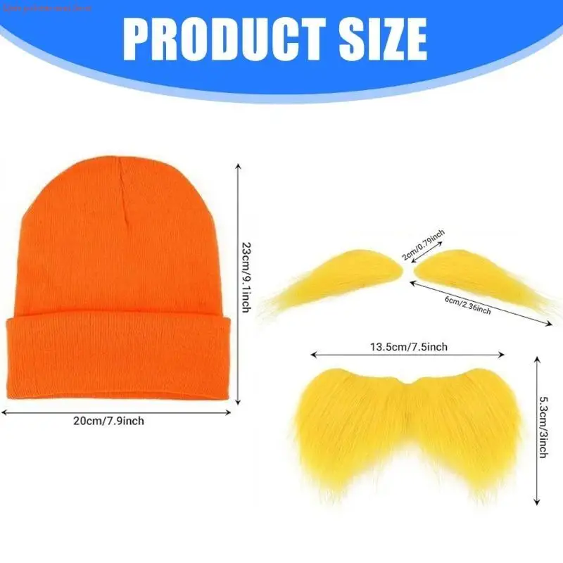F92D Comfortable Plush Hat Gloves And Gingers Beard Set Costume Accessory For Halloween Role Playing Themed Parties Event