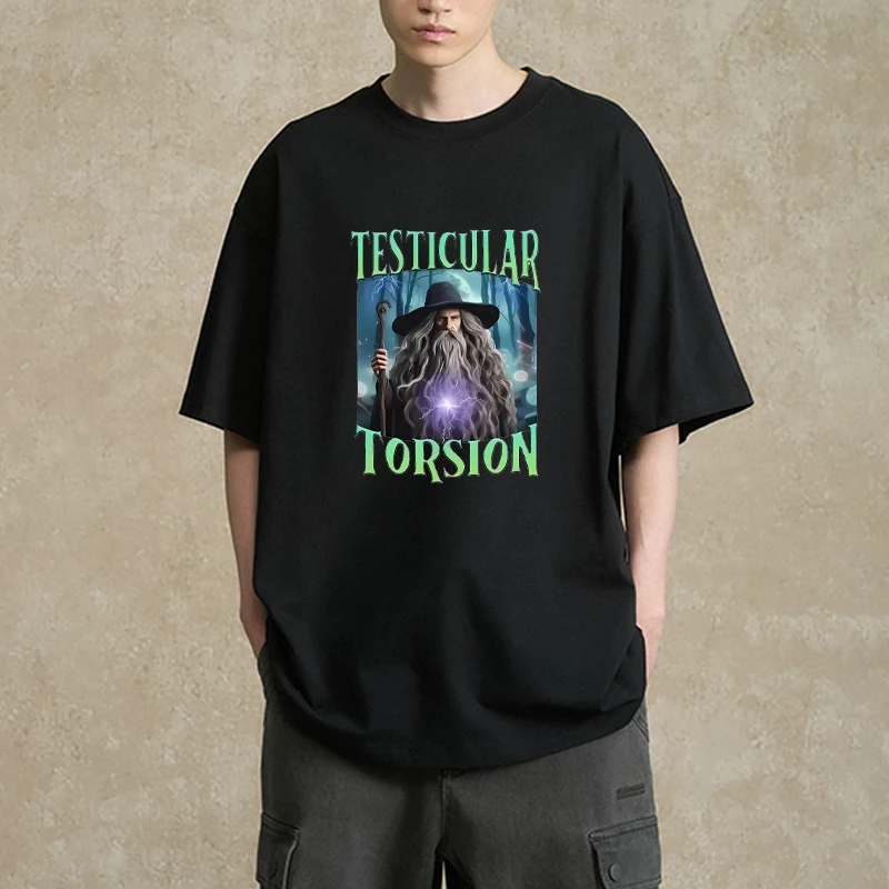 

Shadow Wizard Funny Graphics Testicular Torsion Meme printed T shirt Men Women Oversized Casual short sleeve T-shirts Unisex