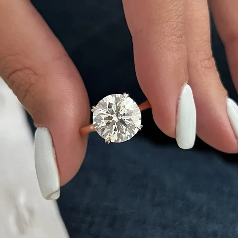 

Solitaire 10mm Lab Moissanite Diamond Ring 100% Real 925 Sterling Silver Party Wedding Band Rings for Women Engagement Jewelry