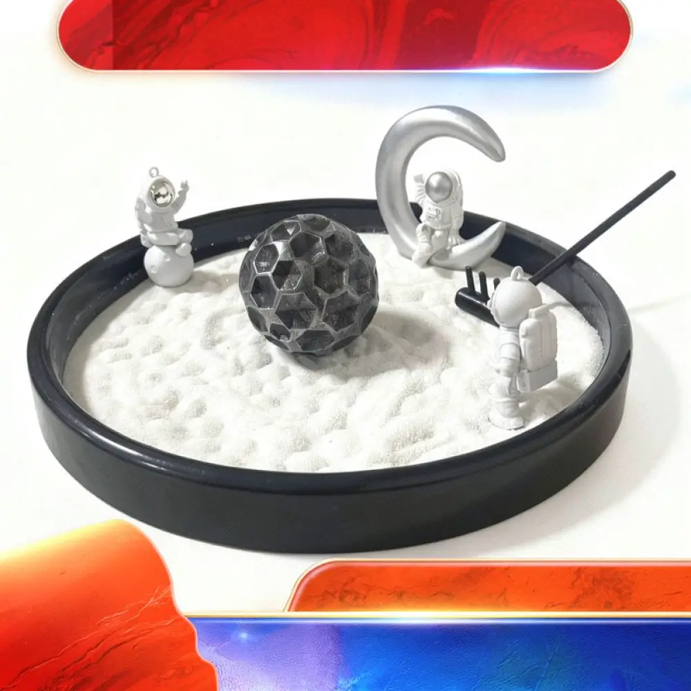 Creative Moving Sand Art Decor Astronaut Space Element Resin Figurine Desk Ornament Calming Stress Relief Home Decoration