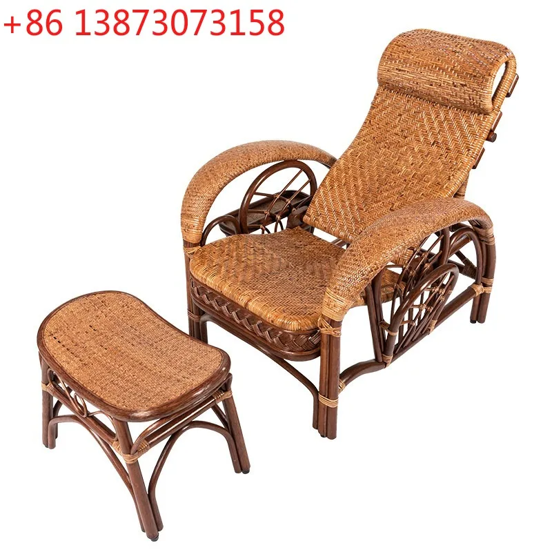 True vine recliner folding lunch break three-fold chair adjustable backrest range rattan recliner balcony elderly chair nap chai