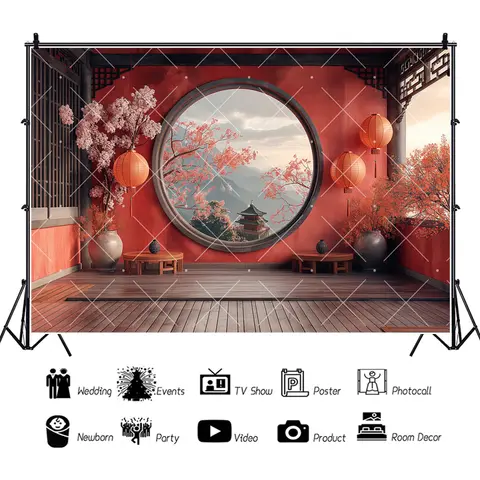 Japanese Theme Pink Sakura Aldult Wedding Kid Baby Birthday Party Backdrop Custom LivingRoom Photo Poster Decor Props Background