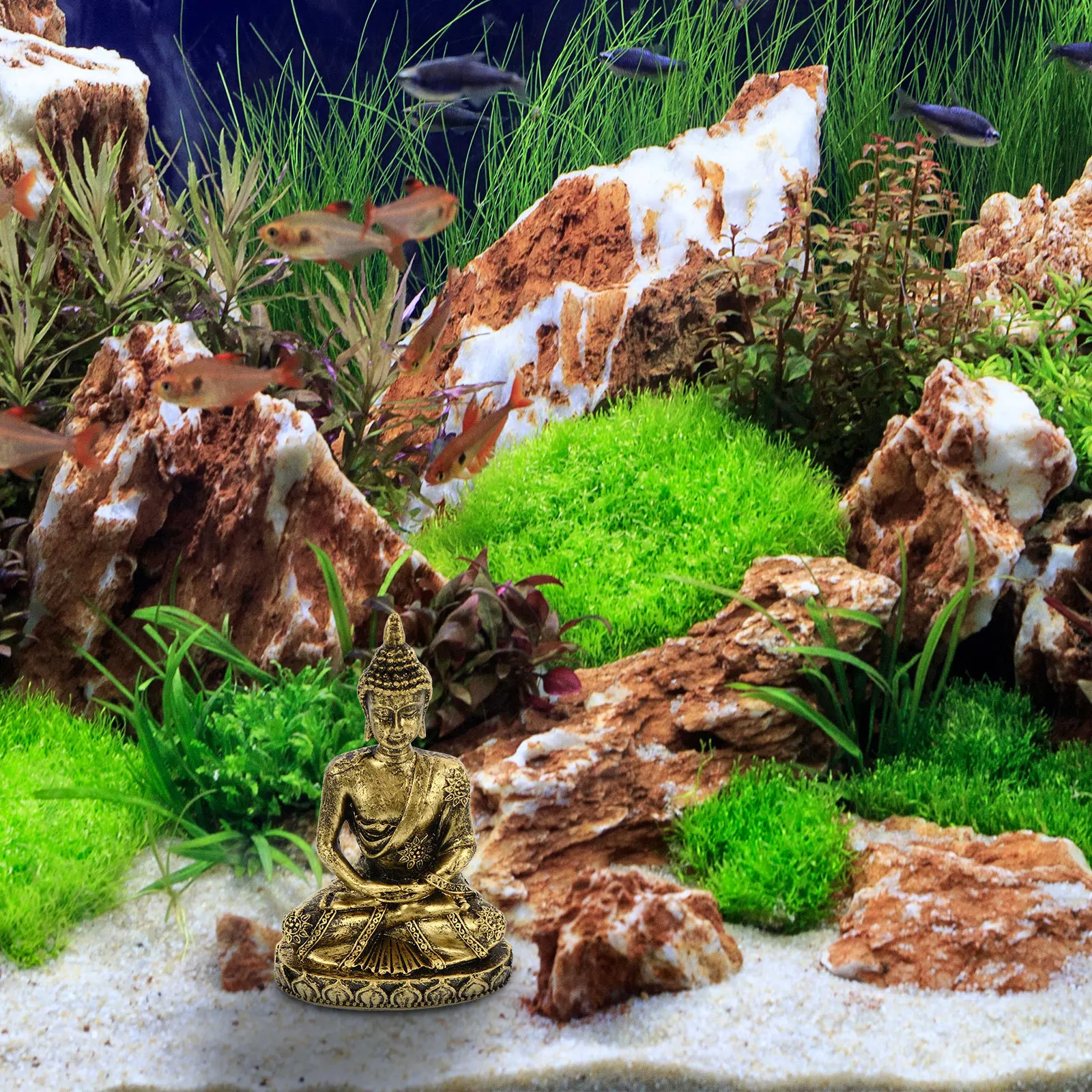 

Zerodeko Bronze Buddha Statue Mini Outdoor Home Decor Sitting Buddha Figurine for Office Garden Ornament