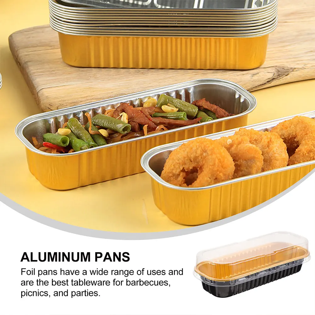 

10pcs Aluminum Foil Cake Boxes 200Ml Multifunctional Baking Containers Heat Resistant Camping Portable Food Storage