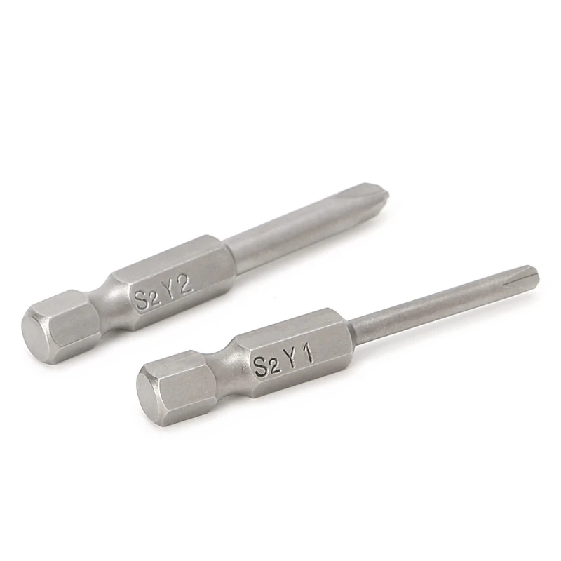2 uds 50mm magnético 1/4 ''vástago hexagonal Tri-wing Y punta para cabeza conjunto puntas destornillador Envío Directo