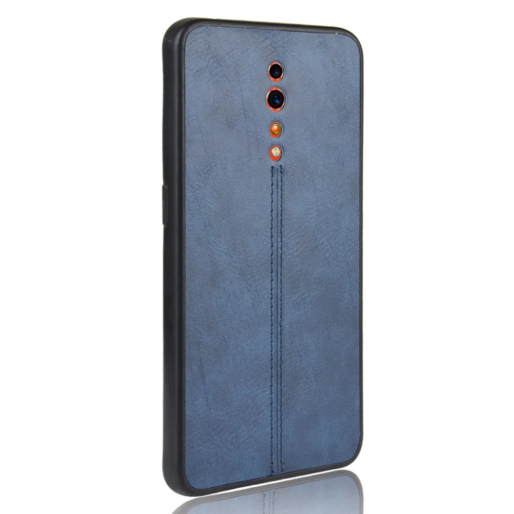 Oppo Reno Z Case Oppo RenoZ Suture Calfskin Soft Edge PU Leather Hard Phone Bag Cover For Oppo Reno Z PCDM10 CPH1979 Back Case