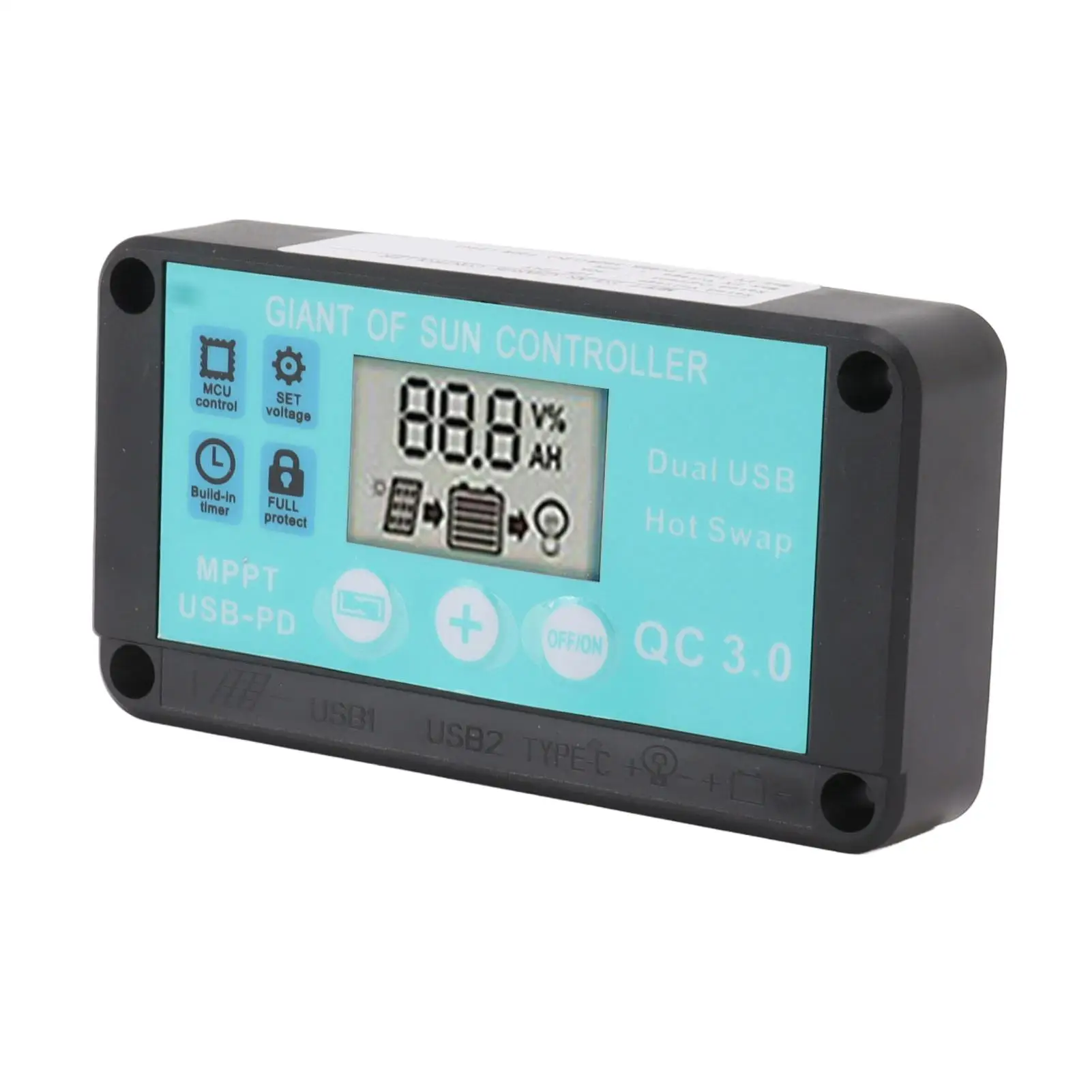 High Efficiency Solar Controller w/ Accurate MPPT Regulator, Dual USB Ports, Short Circuit Protection - Easy Install for