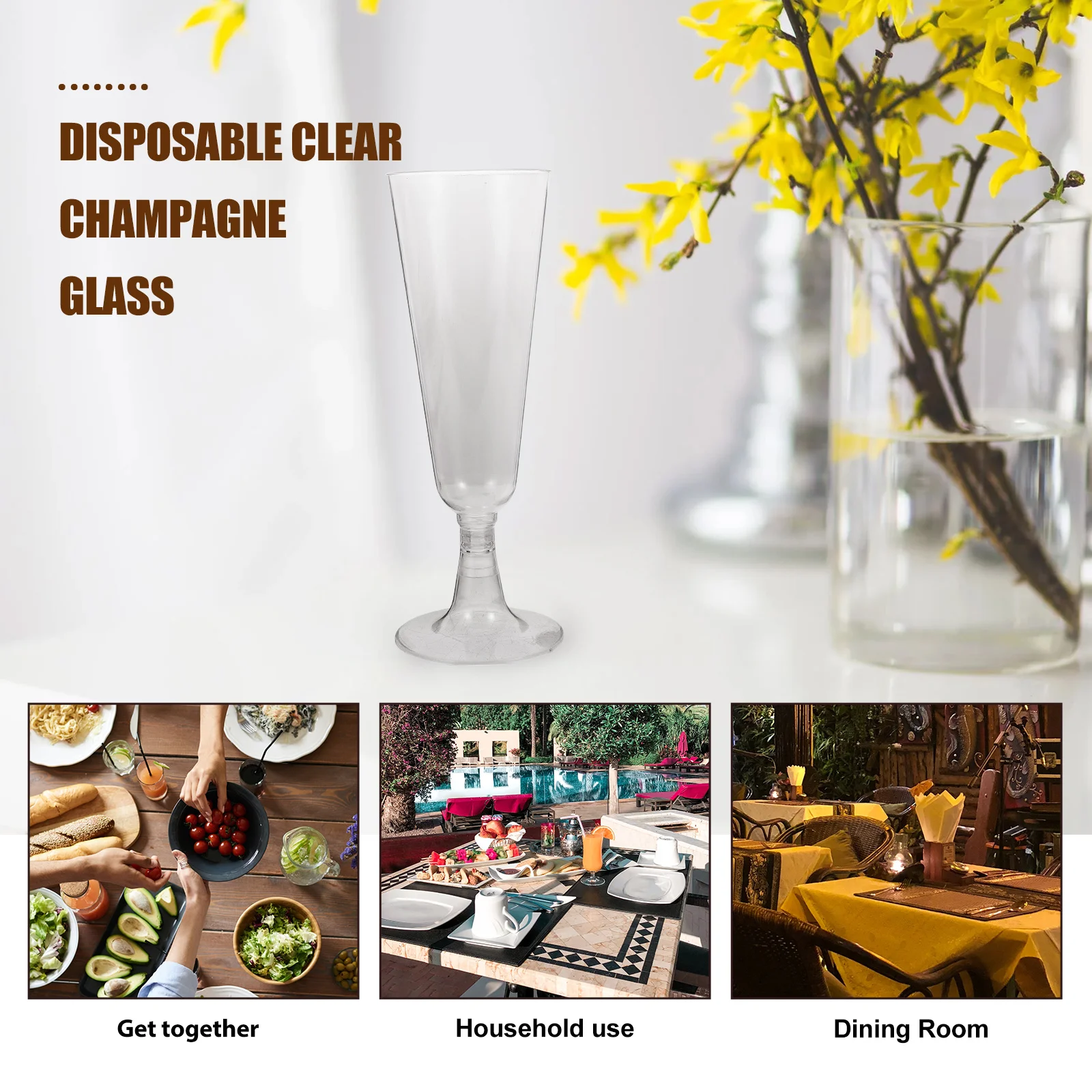 

12 Pcs Transparent Glasses Disposable Plastic Cups Clear Goblets Party Flutes Elegant Wedding Birthday Banquet