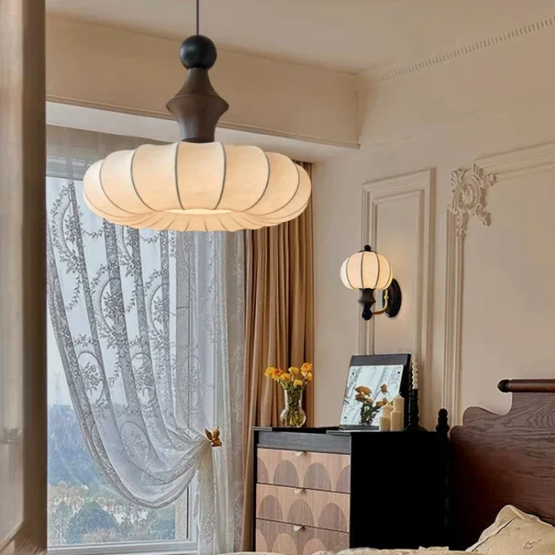 

Japanese Silk Pendant Lights Fabric Lampshade Restaurant Hanging Chandelier for Living Room Decor Bedroom Bedside Lamp