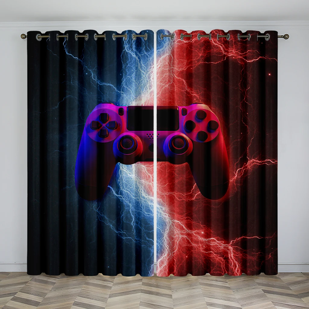 

3D Cheap Cool Gamepad Controller Series Sunshade Curtains 2 Panel Children Living Room Bedroom Window Decoration Curtains