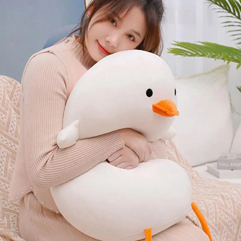 Big White Duck Plush Toy Sleep Pillow Cute Animal Stuffe Hugging Doll Throw Pillow For Relaxing Sleeping Cute Children Plushies