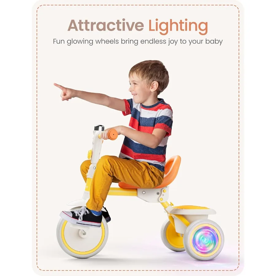 カラフルな照明付き幼児用三輪車（18ヶ月～5歳向け）、ベル付き幼児用自転車、子供用三輪車、2～5歳のお子様へのプレゼント