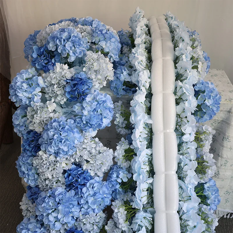 Adorno flor de seda hortensia azul decoración de boda decoración de promesa camino mesa flores artificiales