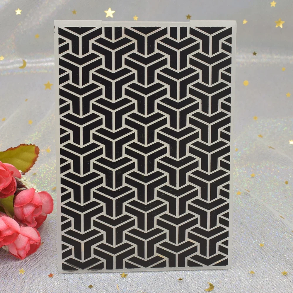 Geometrie Muster 3D Prägung Ordner für DIY Scrapbooking Papier Karte Herstellung Handwerk Kunststoff Vorlage Schablone