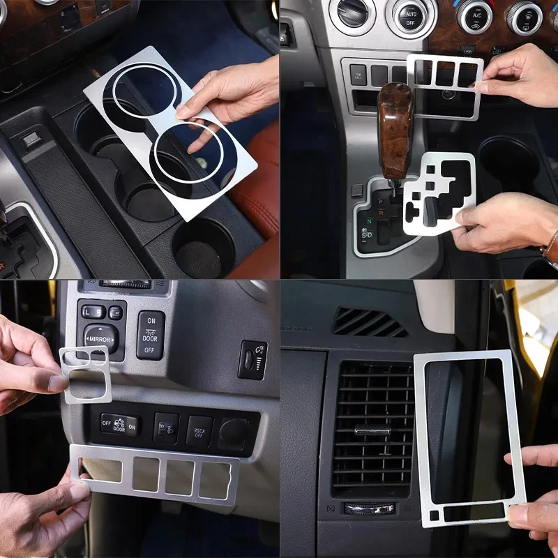 For Toyota Tundra 07-13 Car Central Control Air Outlet, Water Cup Holder, Gear Position Display Decorative Frame Car Accessories