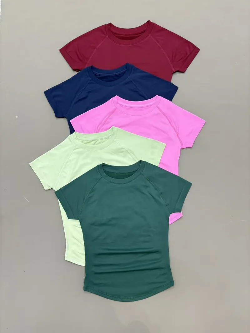 Women Sports T-Shirt Round Neck Short Sleeve Breathable Stretchy Tops Gym Fitness Yoga Running Workout Casual Athletic Shirts