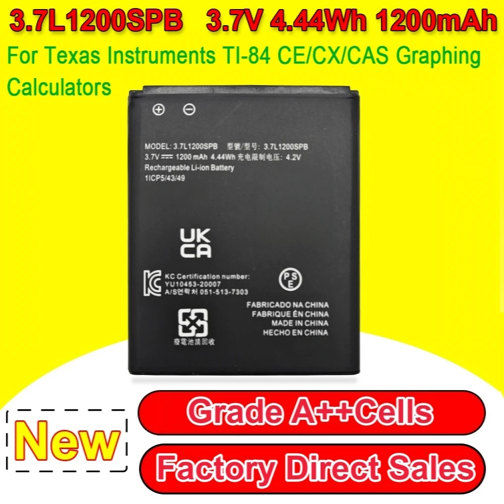New 3.7L1200SPB Calculator Battery For TI‑84 Plus CE TI‑Nspire CX CX CAS TI‑Nspire CX II Calculator Replace P11P35‑11‑N01