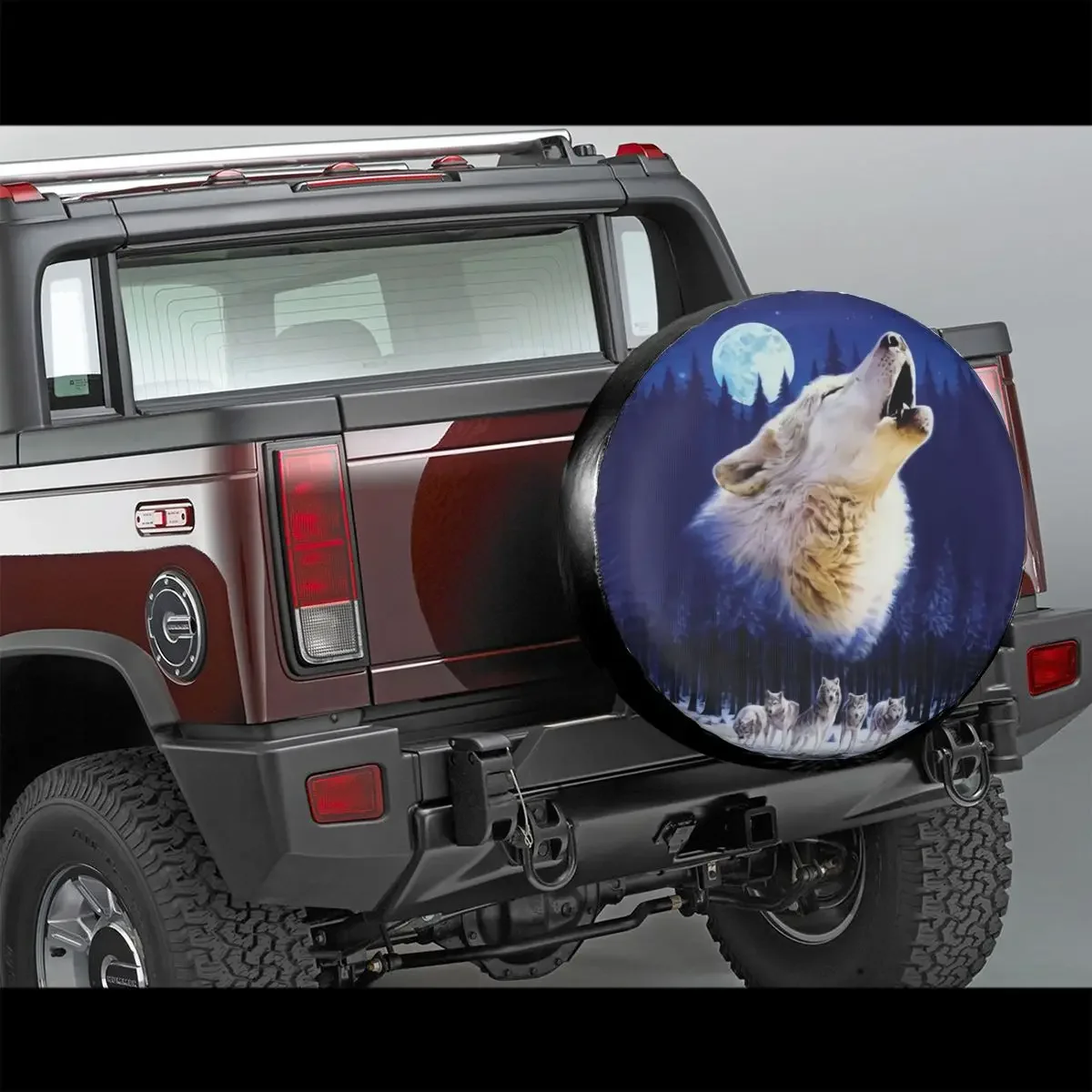 Wolf Roar Spare Tire Cover for Jeep Hummer Moon Animal Moonlight Dust-Proof Car Wheel Covers 14