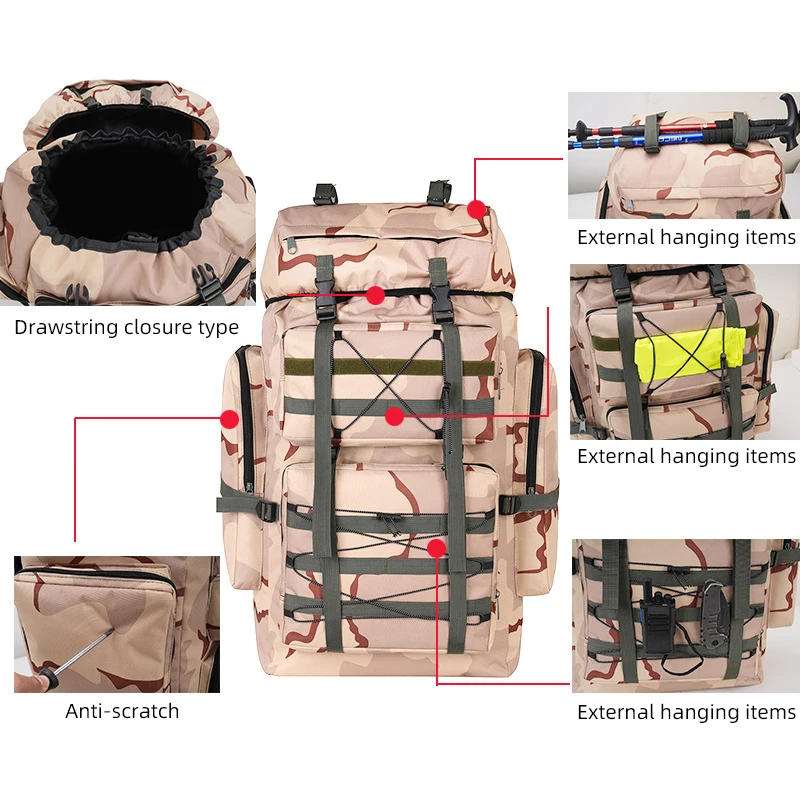 Mochila táctica gran capacidad para senderismo, montañismo y escalada - imagen 4