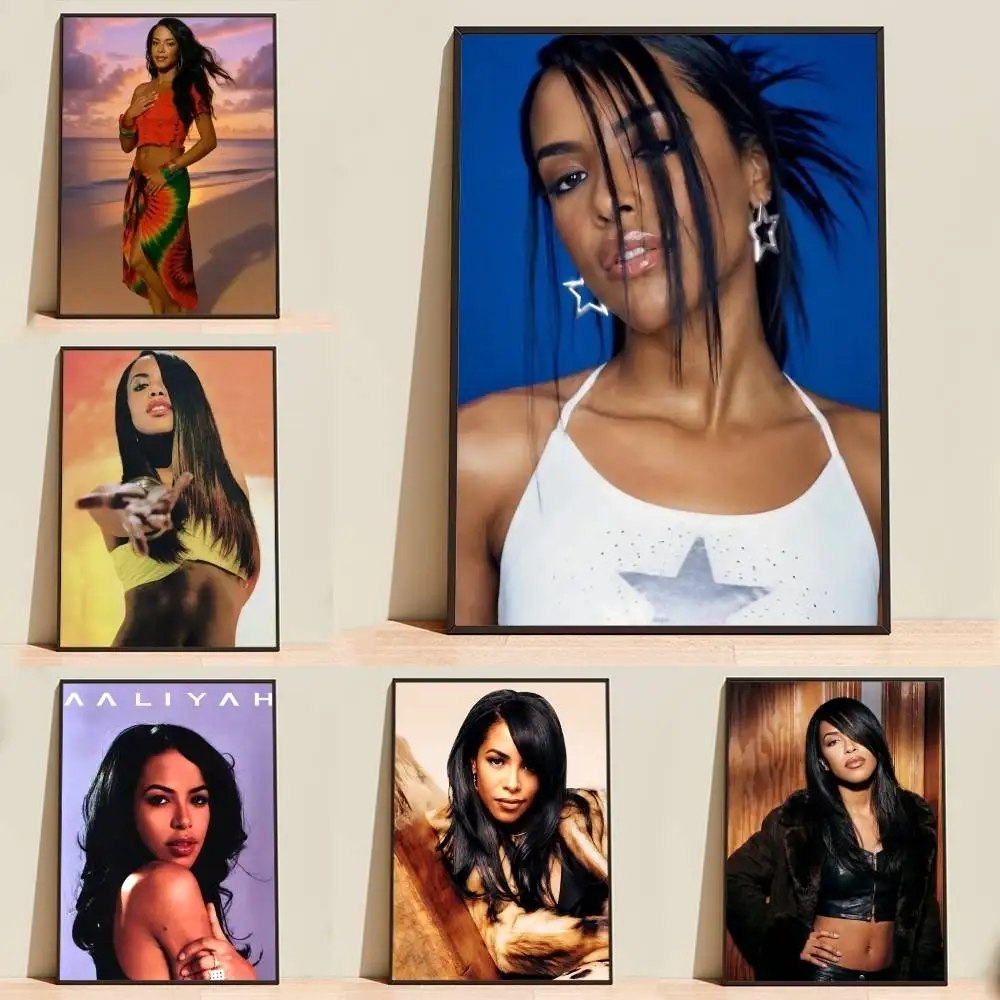 RIP A-Aaliyah Queen of Urban Pop Poster Self-adhesive Waterproof Paper Sticker Coffee House Bar Room Wall Decor