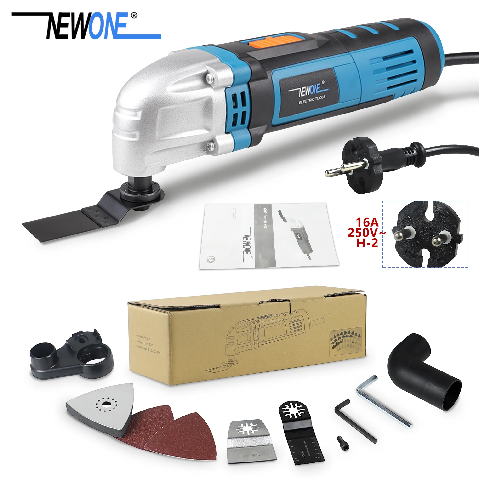 

NEWONE 230V Oscillating Tool 500W Oscillating Multi-Tool With Saw Blades,Variable Speed Function Trimmer Renovation Tool