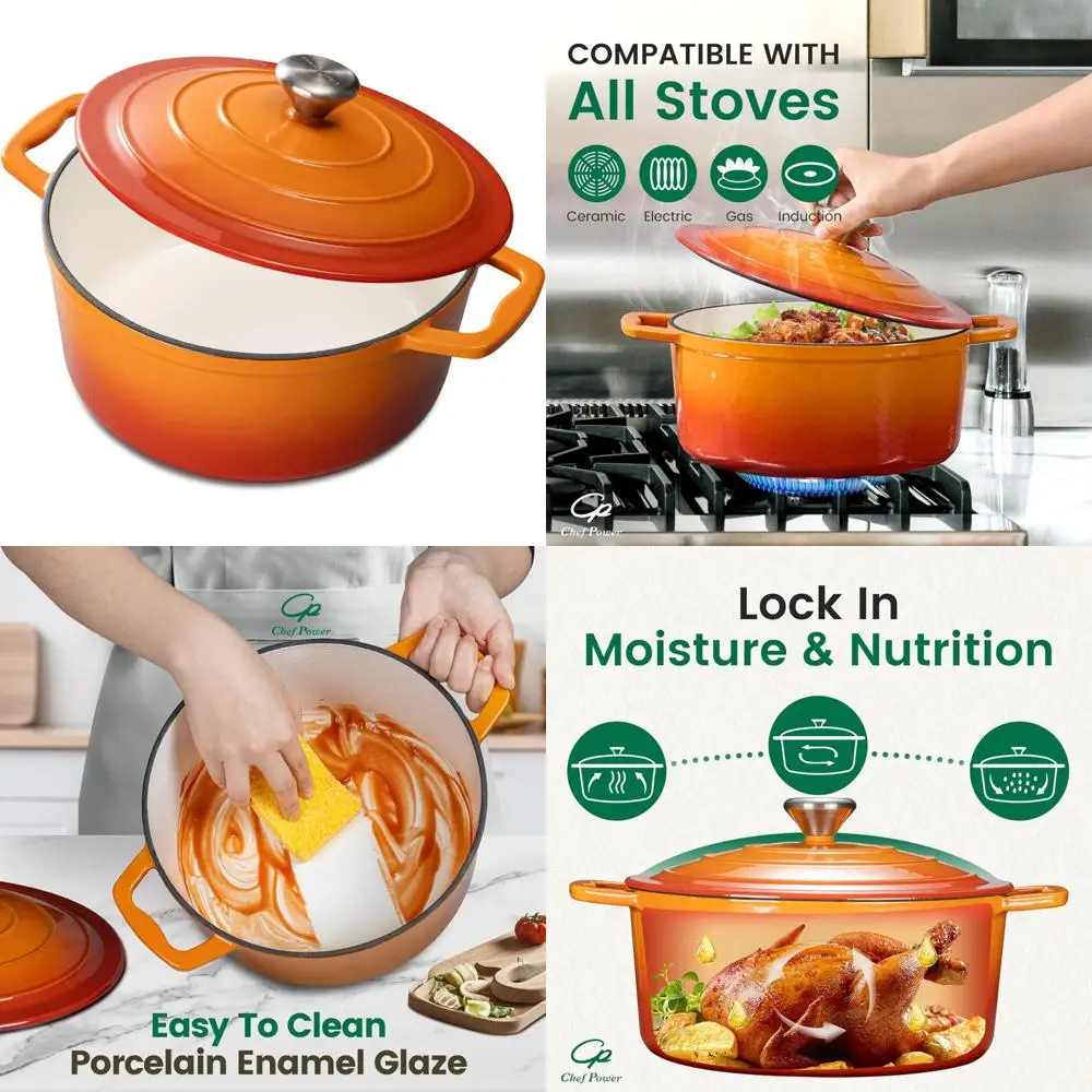 

Enameled Cast Iron Dutch Oven 5 Quart, Perfect for Bread Baking, Braising, Stews, Roasting, Oven Safe, Ideal for Home Cooking Du