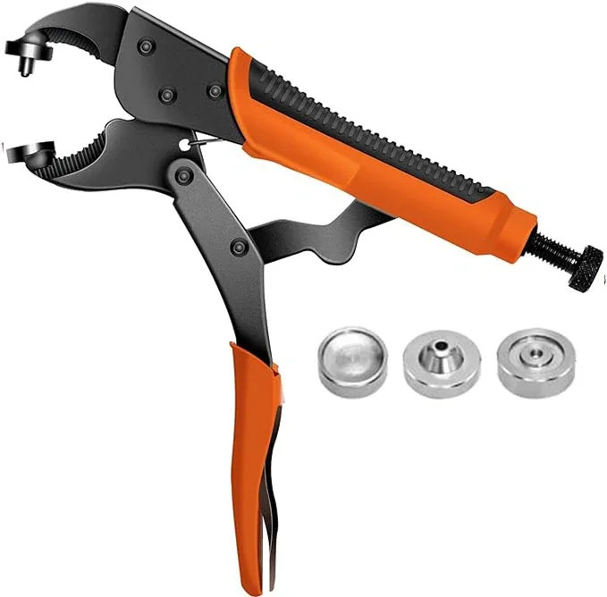 

Набор инструментов для застежек для холста с 2-мя штампами. Набор сверхмощных застежек. Плоскогубцы для металлических застежек для ремонта чехлов на лодках, холст.