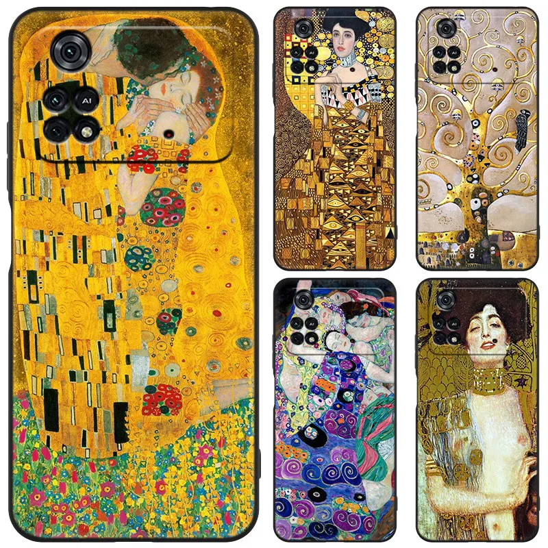 The Kiss by Gustav Klimt Black Phone Case For Xiaomi Mi POCO M6 Pro F5 X5 X4 X3 NFC M5S M3 M4 Pro 5G F3 F4 GT F1 F2 Cover