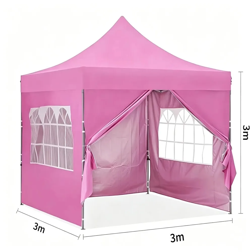 10x10ft Pink Pop Up Tent Custom Logo Printing Easy Setup Outdoor Canopy for Events Camping Flea Markets Portable Shelter