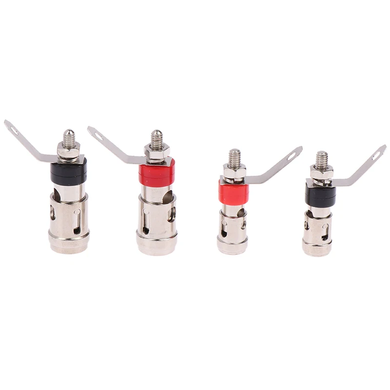 High Quality 2PCS Nickel Plated 2/4mm L Banana Audio Plug Jack Socket Connector Amplifier Terminal Spring Loaded Binding Post