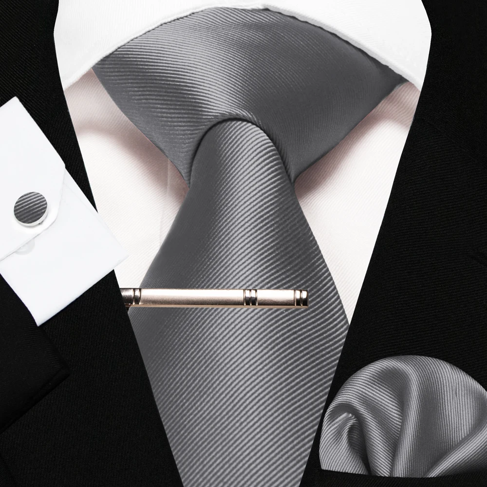 Klassische Seidenkrawatte für Herren in Rot, Blau, Grün, Business-Hochzeitskrawatte für Männer, Set mit Einstecktuch und Manschettenknöpfen, Geschenk für den Bräutigam – Detail 4