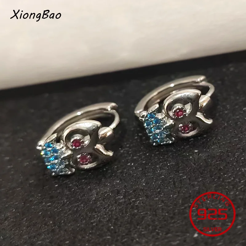 New Crystal Cute Animals Hoop Earrings for Women Simple Korean Owl Earring Stamp 925 Sterling Silver Jewelry Gift 2026