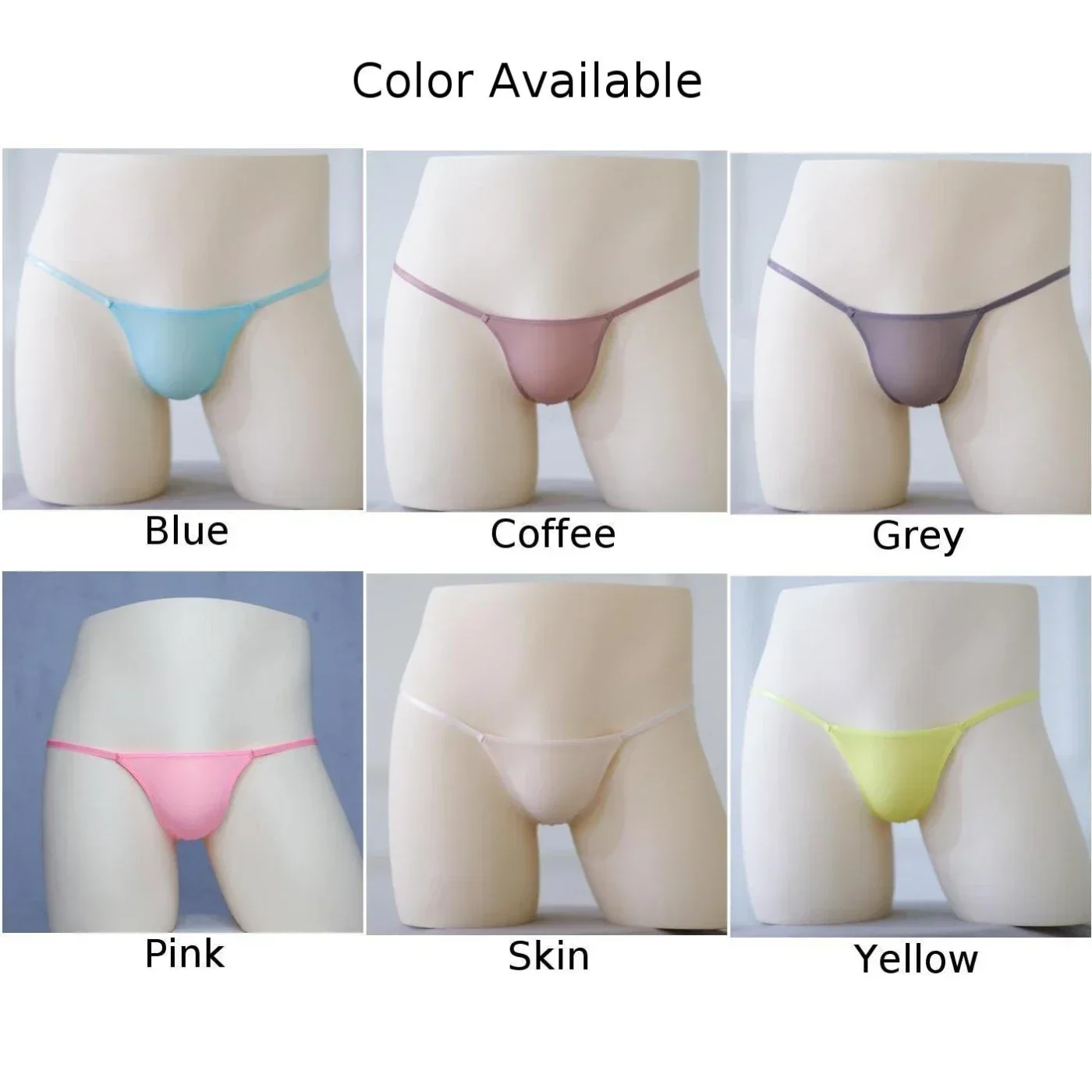 Sexy Mens Ice Silk Low Rise Slim See Through T-Back G-String Thong Bikini Underwear Sheer Pouch Thongs Exposed Male JJ Thongs