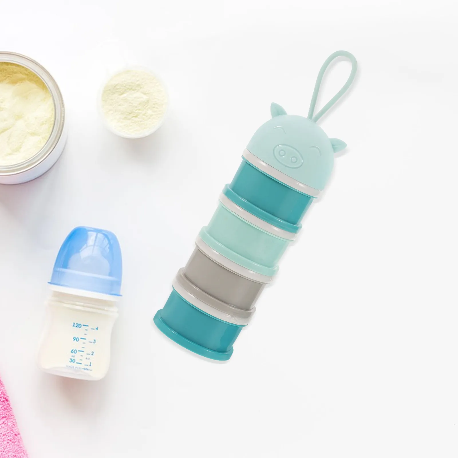

Набор из 2 шт. портативных контейнеров для детской смеси, 4-слойные, небесно-голубые, для хранения молочной смеси, дорожный диспенсер для закусок, коробка для детского питания