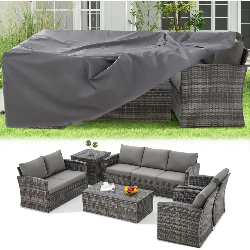 

7 PCS Outdoor Patio urniture Set w/Two Storage Boxes&urniture Set Cover, Outdoor Contion Set All-Weather PE Wicker Sectional Soa